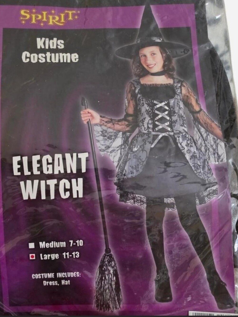 Like New! Spirit Halloween Elegant Witch Costume. Includes beautiful dress and h
